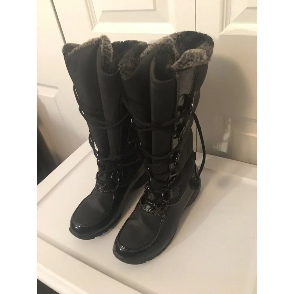 SPORTO BLAKE Womens 7M Tall Insulated Duck Boots Black Rubber Faux Fur‎